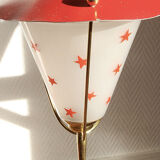 Lampe suspension en laiton et métal Rockabilly rouge.