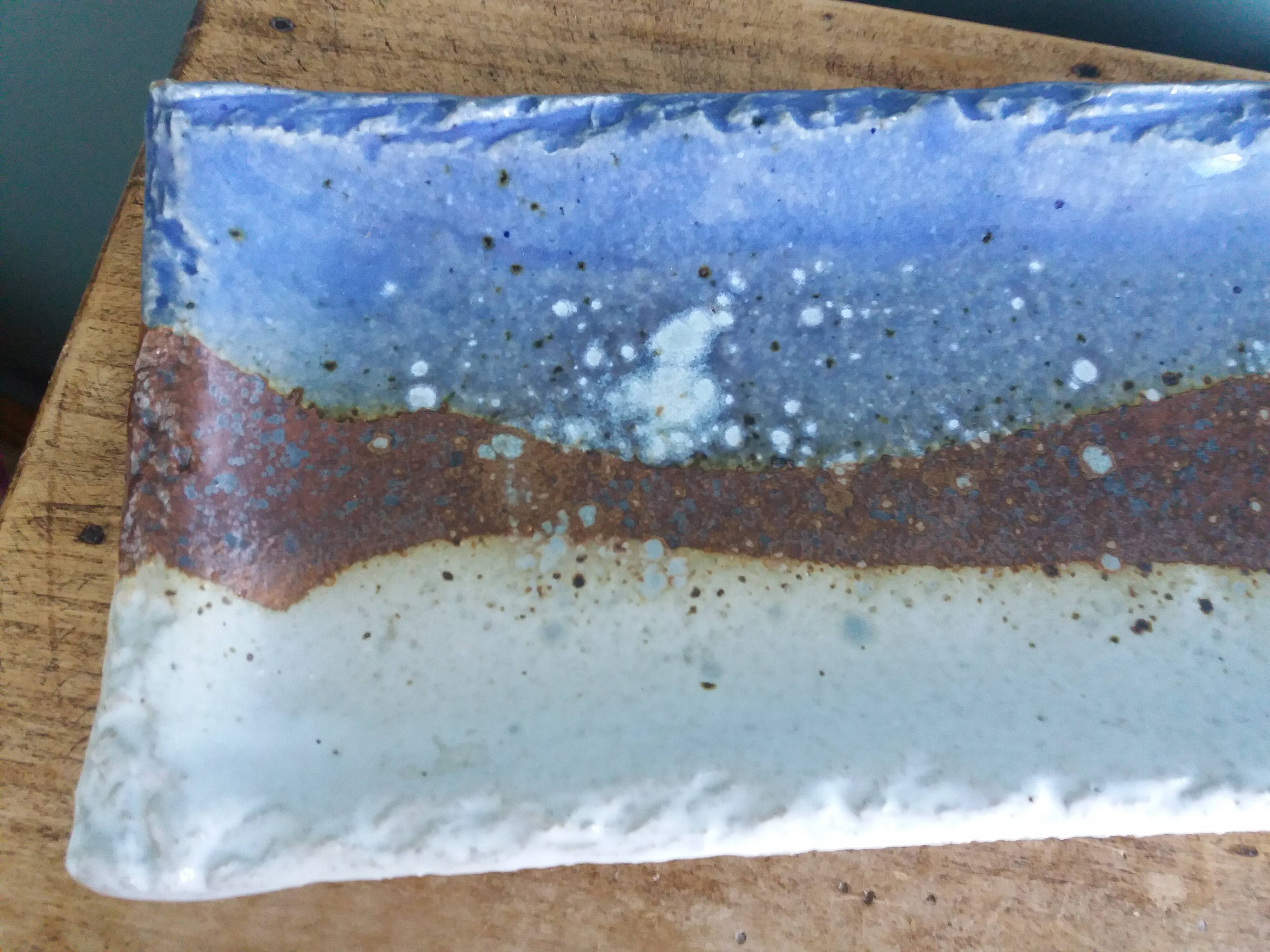 Brutalist ceramic pen holder, signed