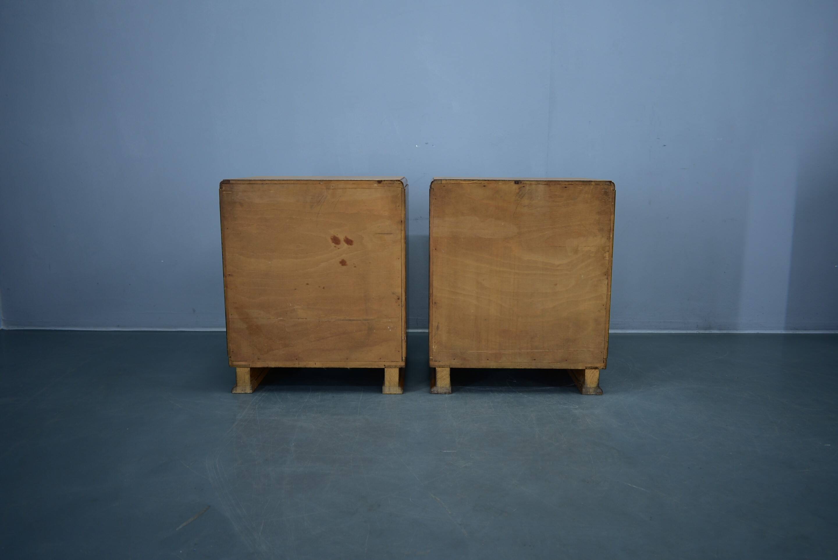 1940s pair of Art Deco bedside tables, Czechoslovakia