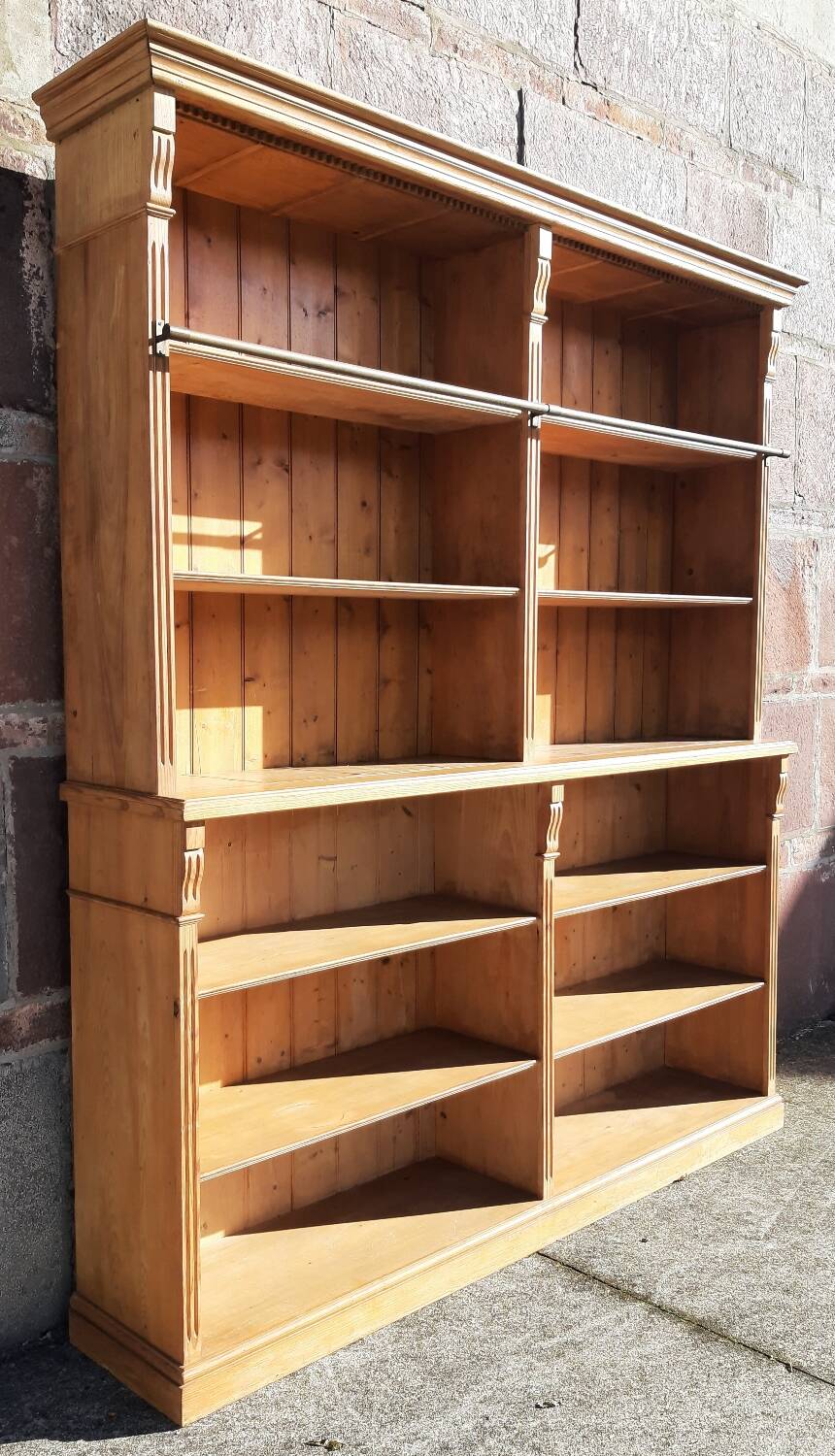 Pine bookcase (251 x 49 x height 288 cm)