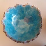 3 empty bowls handmade ceramic pockets signed turquoise color irregular edges