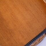Vintage Scandinavian teak and rattan tray 1960