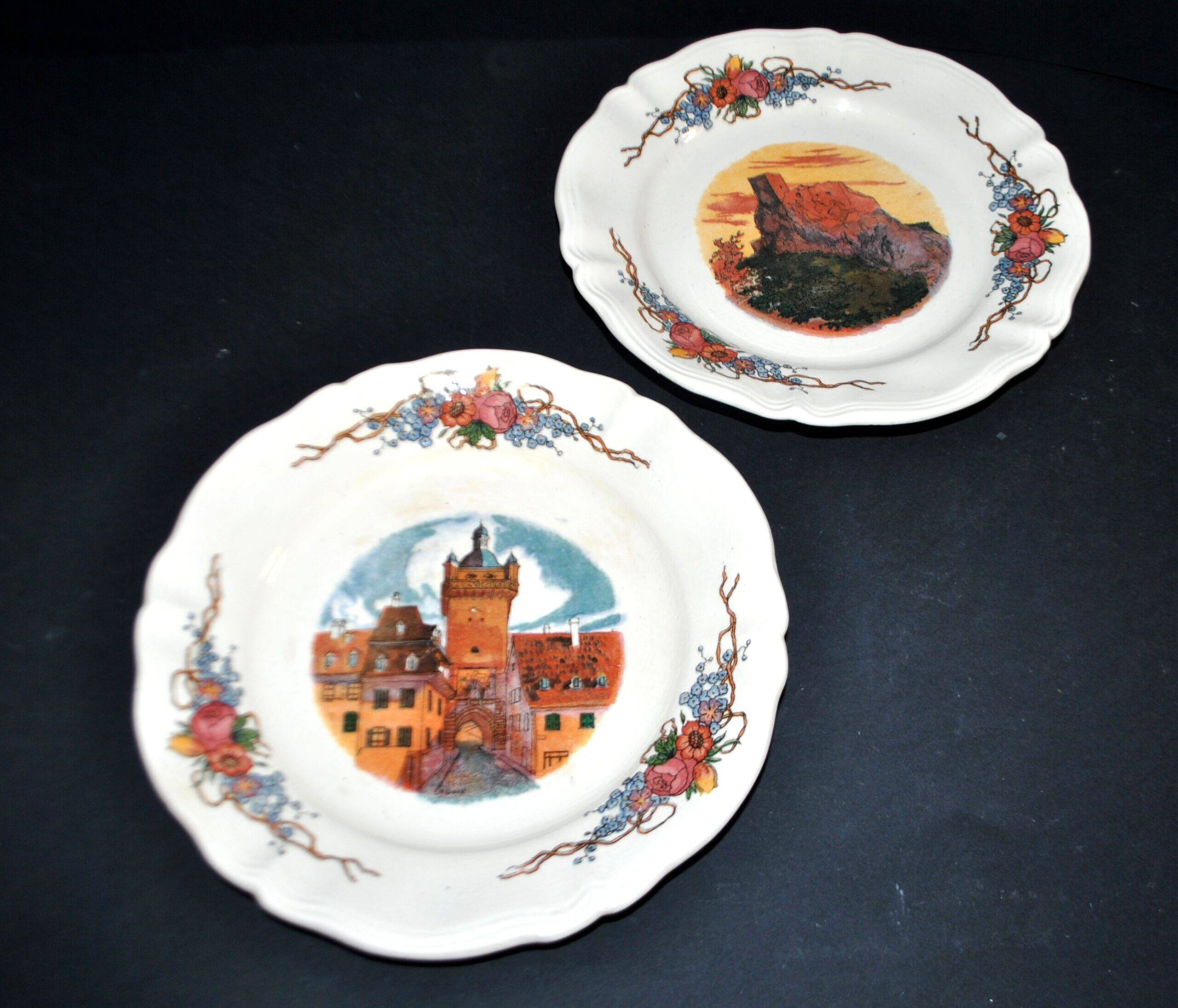 Sarreguemines lot de 2 assiettes à dessert Obernai décor Loux 3 fleurs