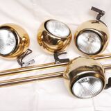 4 large golden ball spots, space age 60 70's. concord wall light on rails