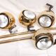 4 large golden ball spots, space age 60 70's. concord wall light on rails