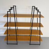 Étagère bibliothèque bois et métal design des années 80