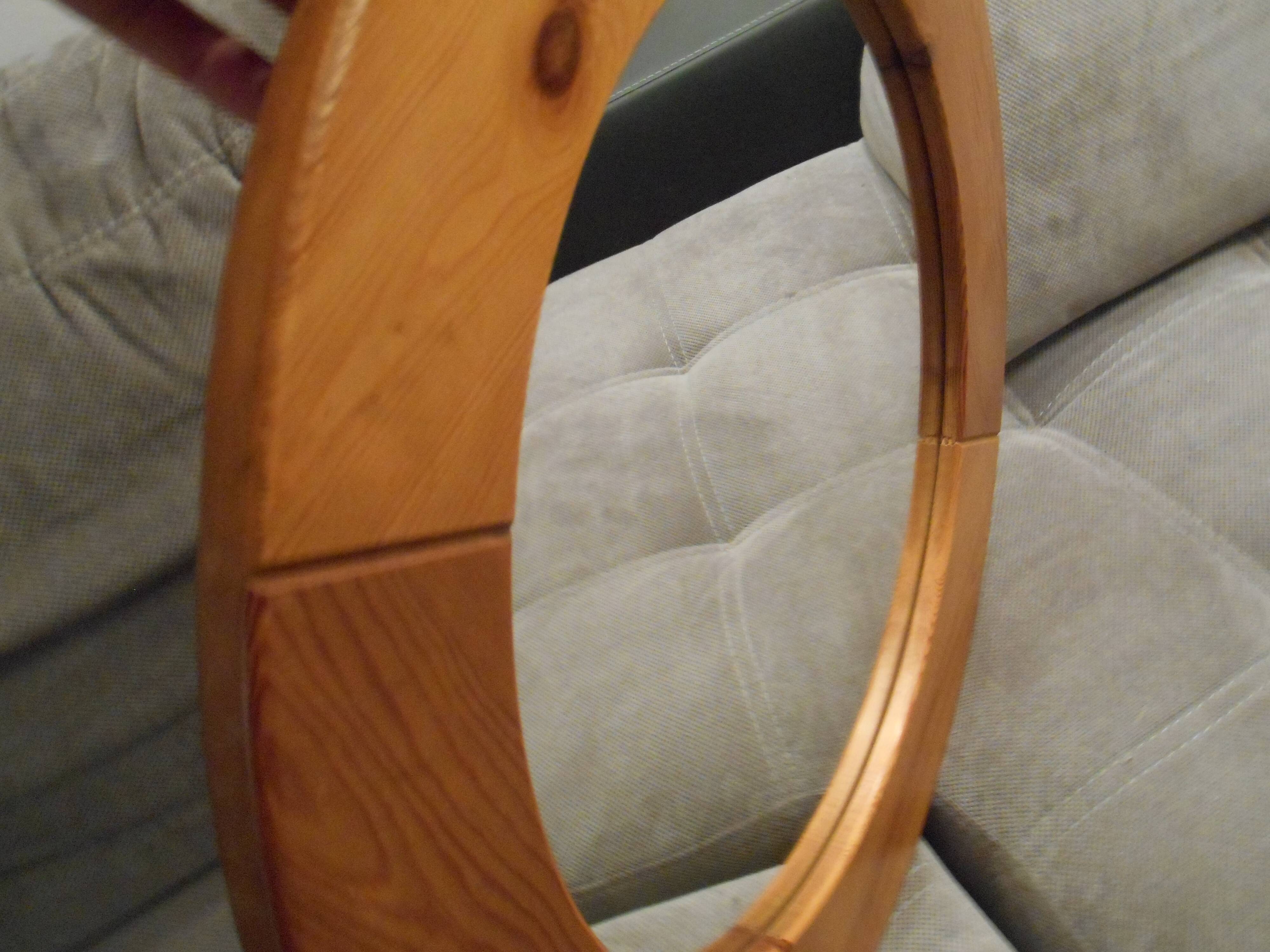 Round mirror round wood 80 - 60x60cm