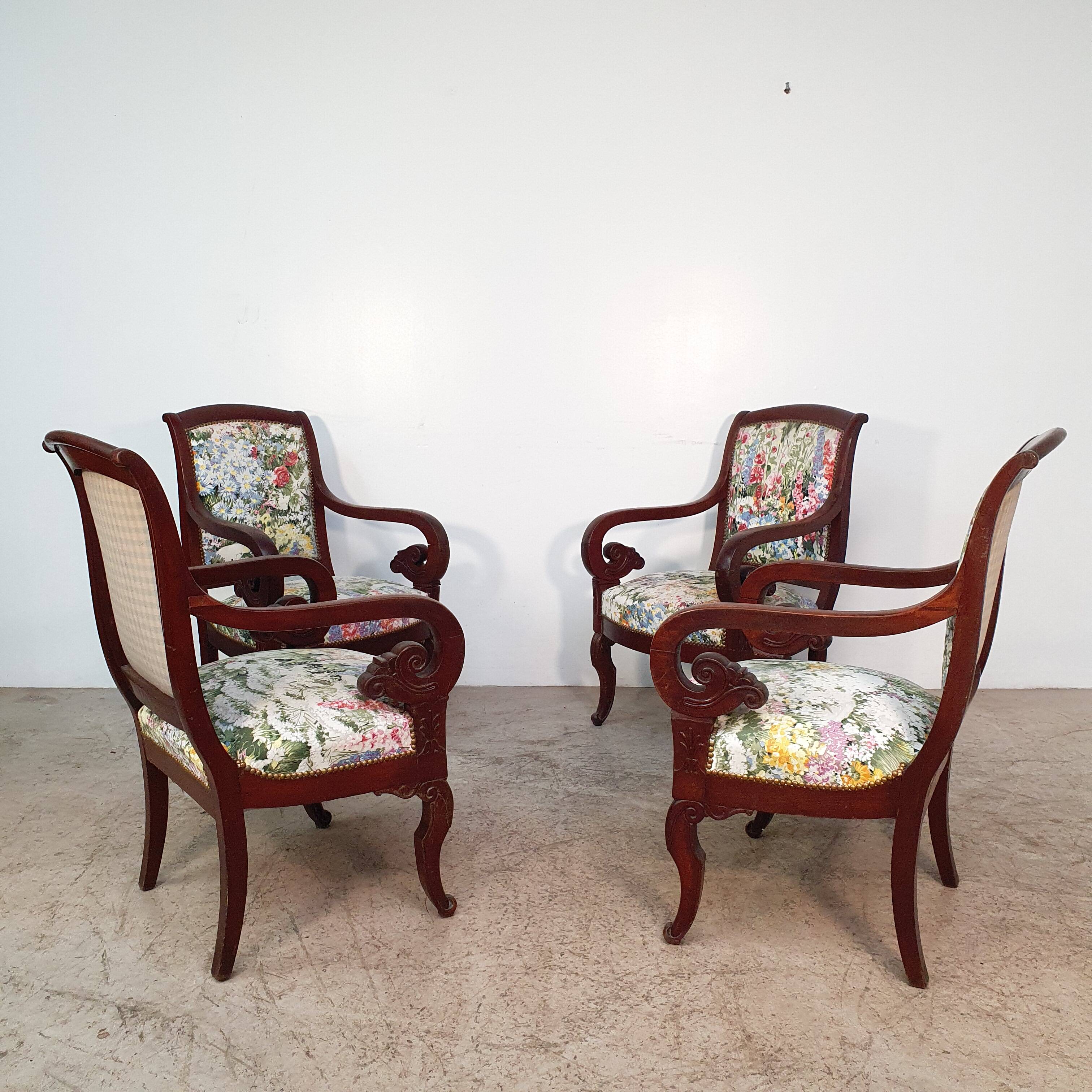 4 armchairs from the Restoration period (19th century)