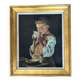 Tableau : Huile sur toile - portrait de paysanne