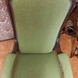 Fauteuil Voltaire noyer fin XIXe - vert