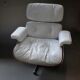 Charles and Ray Eames & Mobilier International - White leather lounge chair and rosewood