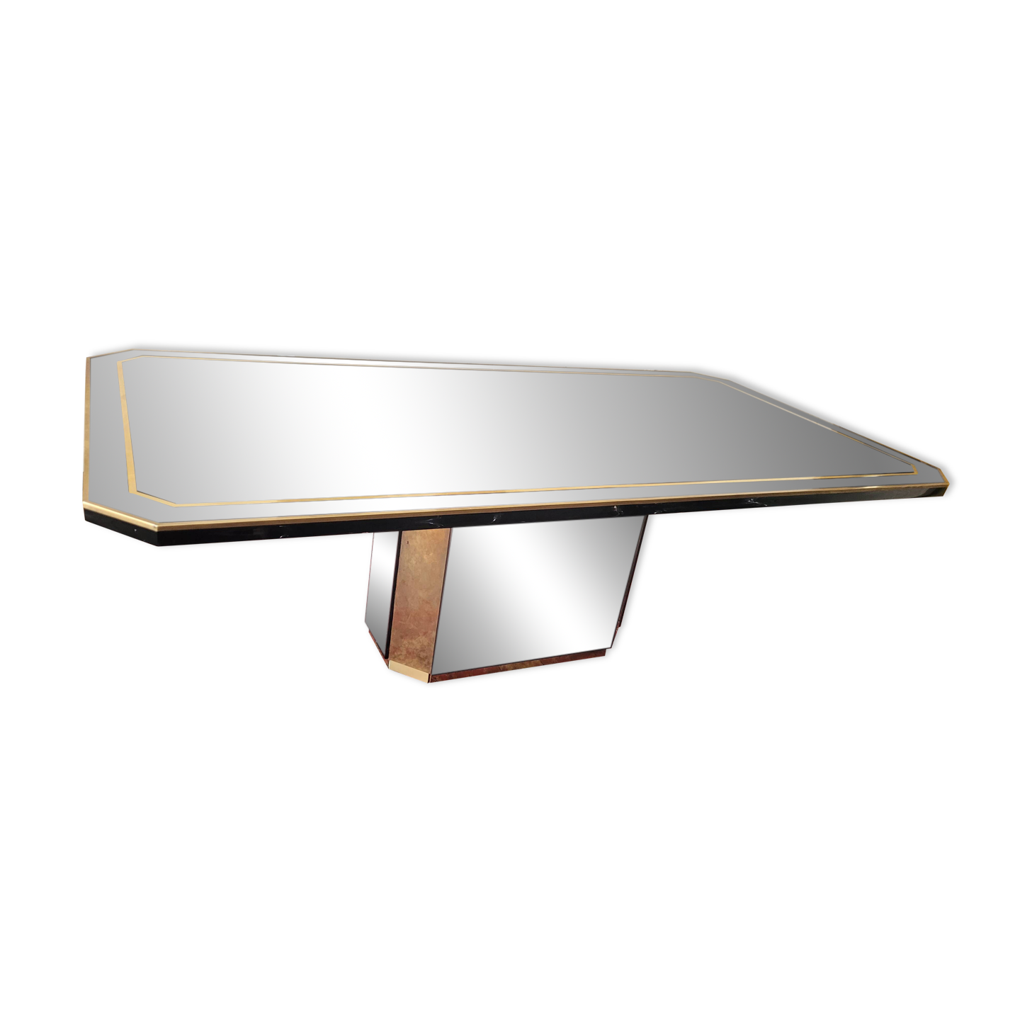 Large Lacquer and Brass Table by JC Mahey