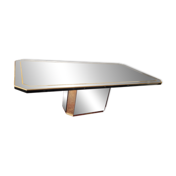 Large Lacquer and Brass Table by JC Mahey