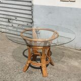 Table à manger rotin et verre
