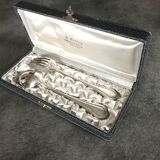 Case with cutlery christofle fork and spoon in silver metal