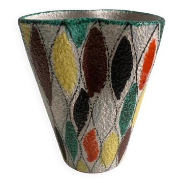 Ceramic cup made by Fratelli Fanciullacci, Harlequin decoration.