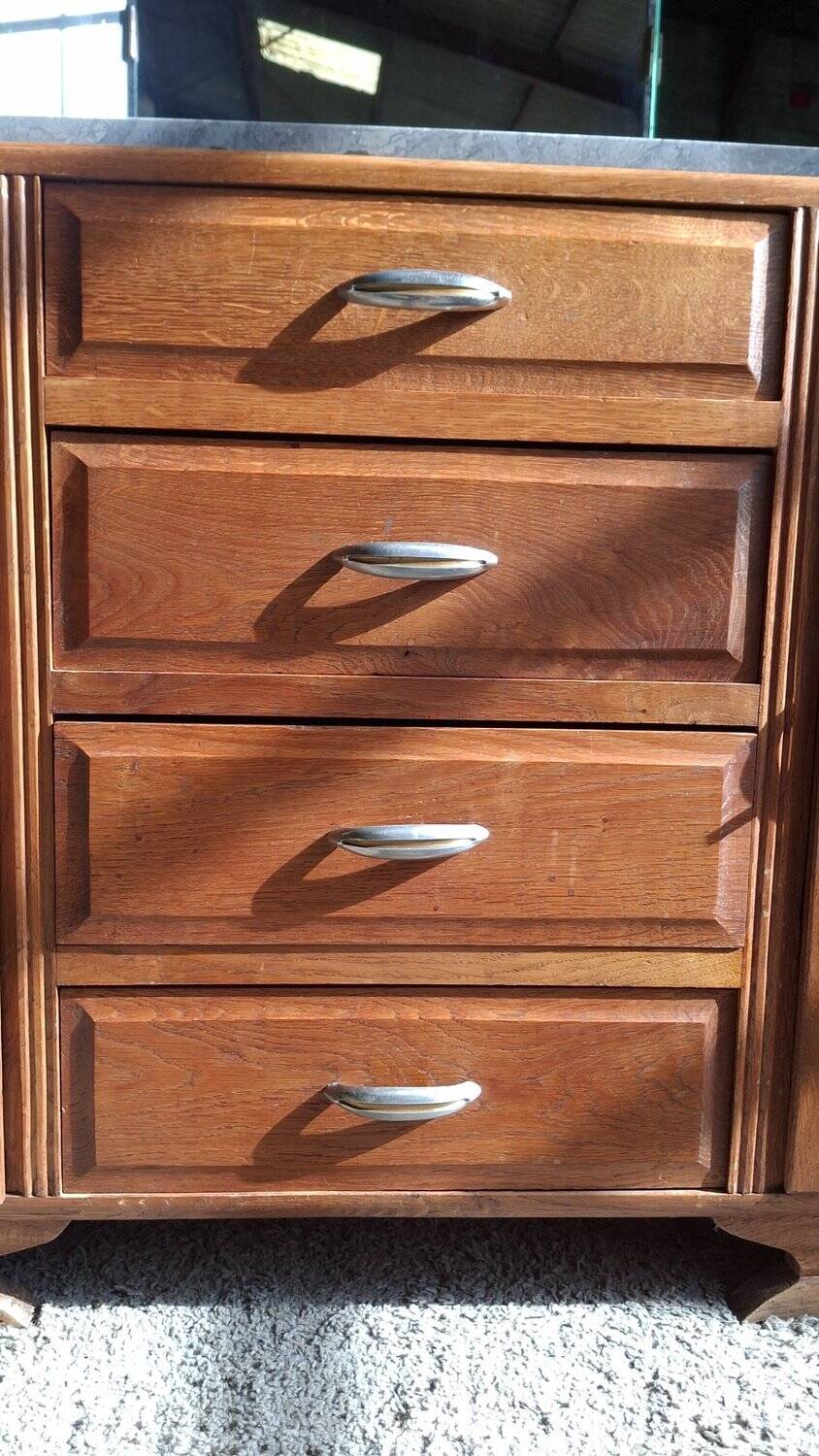Art Deco hairdresser from the 1930s – Oak, marble, triptych mirror