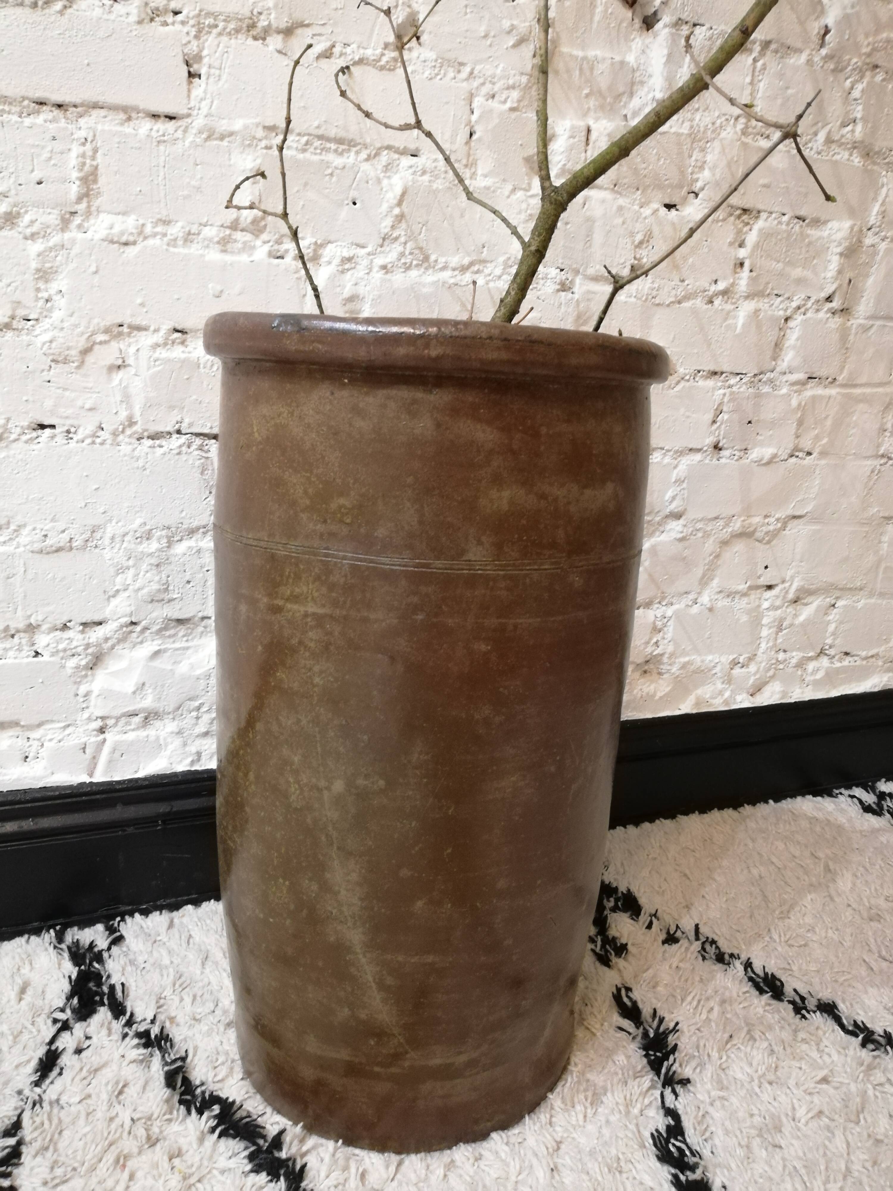 Brown glazed stoneware pot