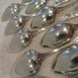 12 silver-plated metal teaspoons, goldsmith J Brille, rocaille ribbon decor