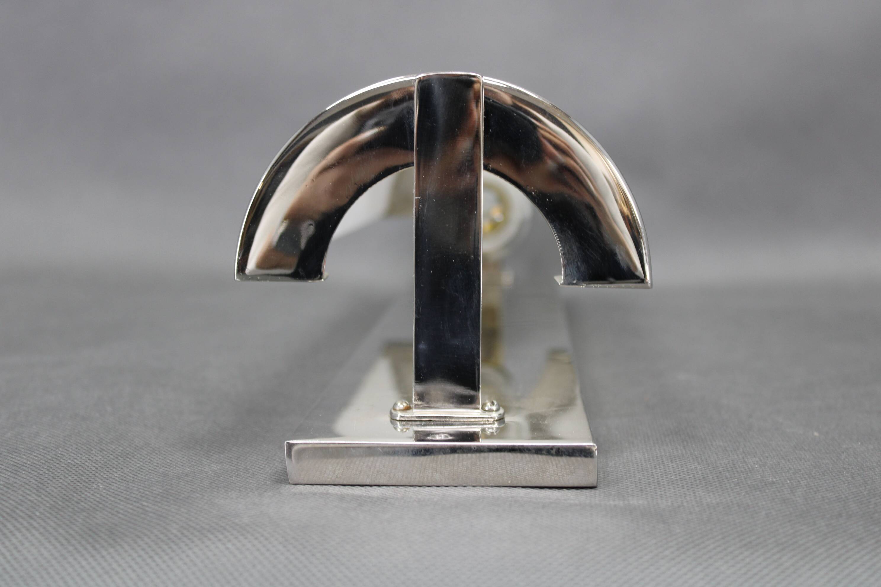 Czechoslovak Art Deco chrome wall light with milk glass, 1930s