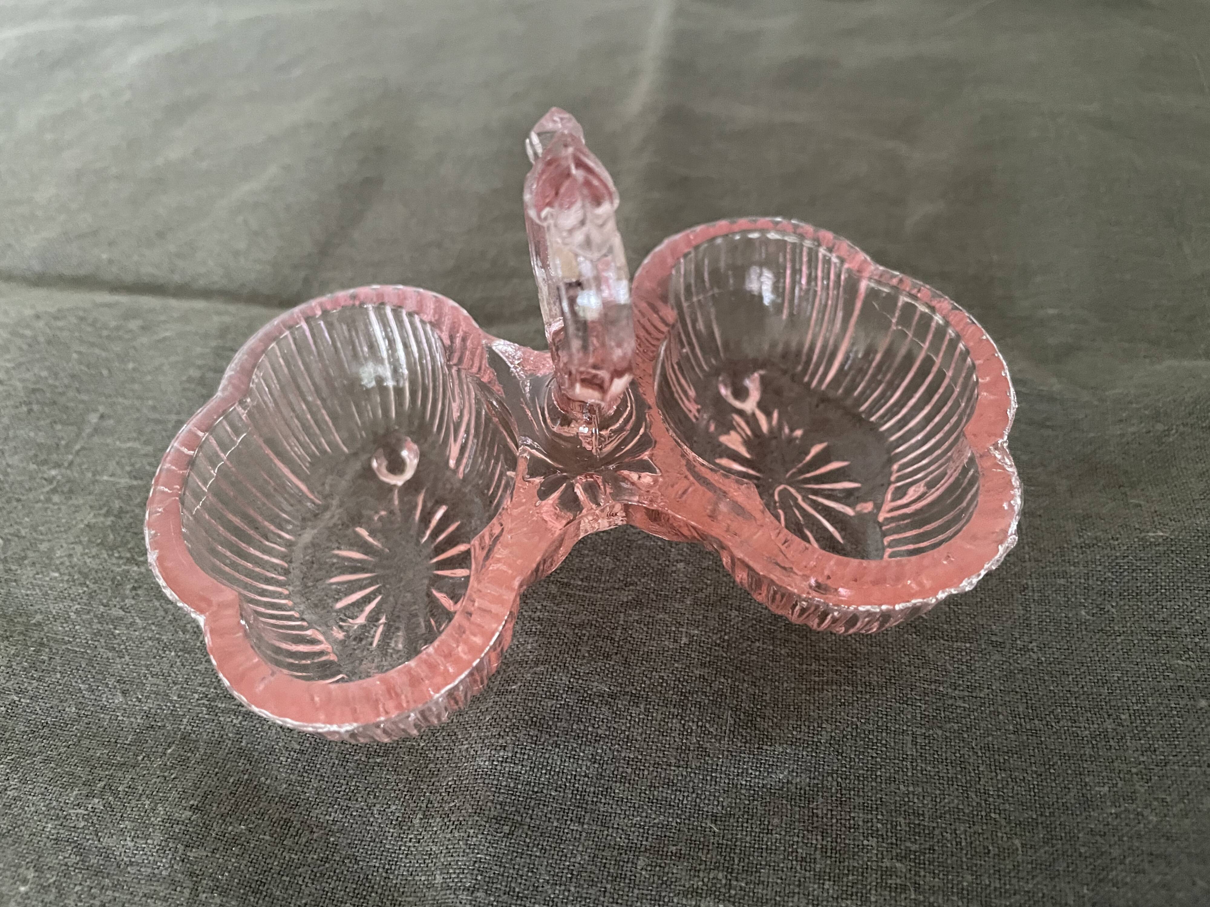 Pink double glass salt shaker