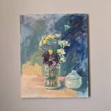Acrylic on canvas contemporary painting bohemian countryside still life