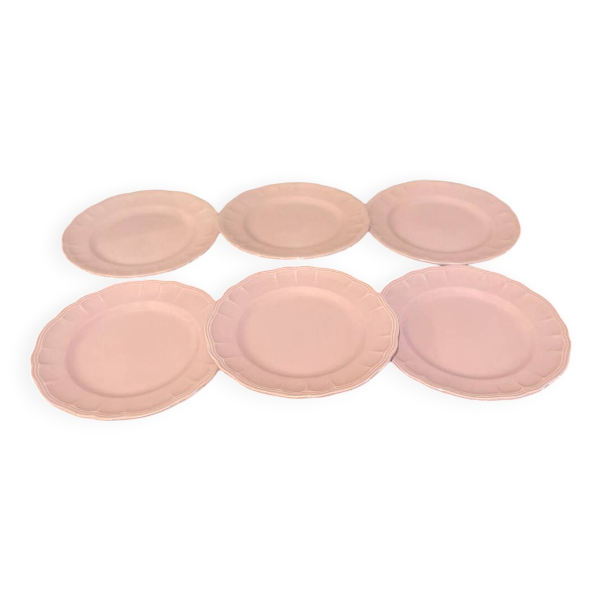 6 pink dessert plates