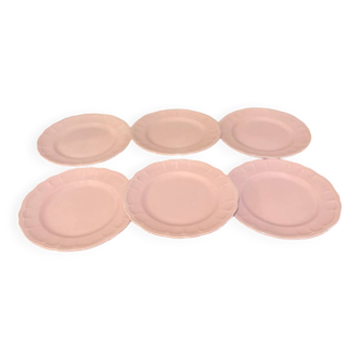 6 assiettes à dessert rose