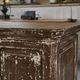 Vintage solid oak counter, patinated, 1950s.