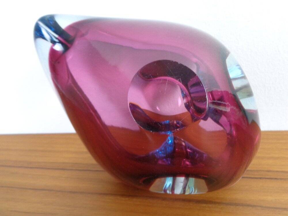 Large Sommerso Murano Glass Ashtray by Flavio Poli, Italy, 1960s