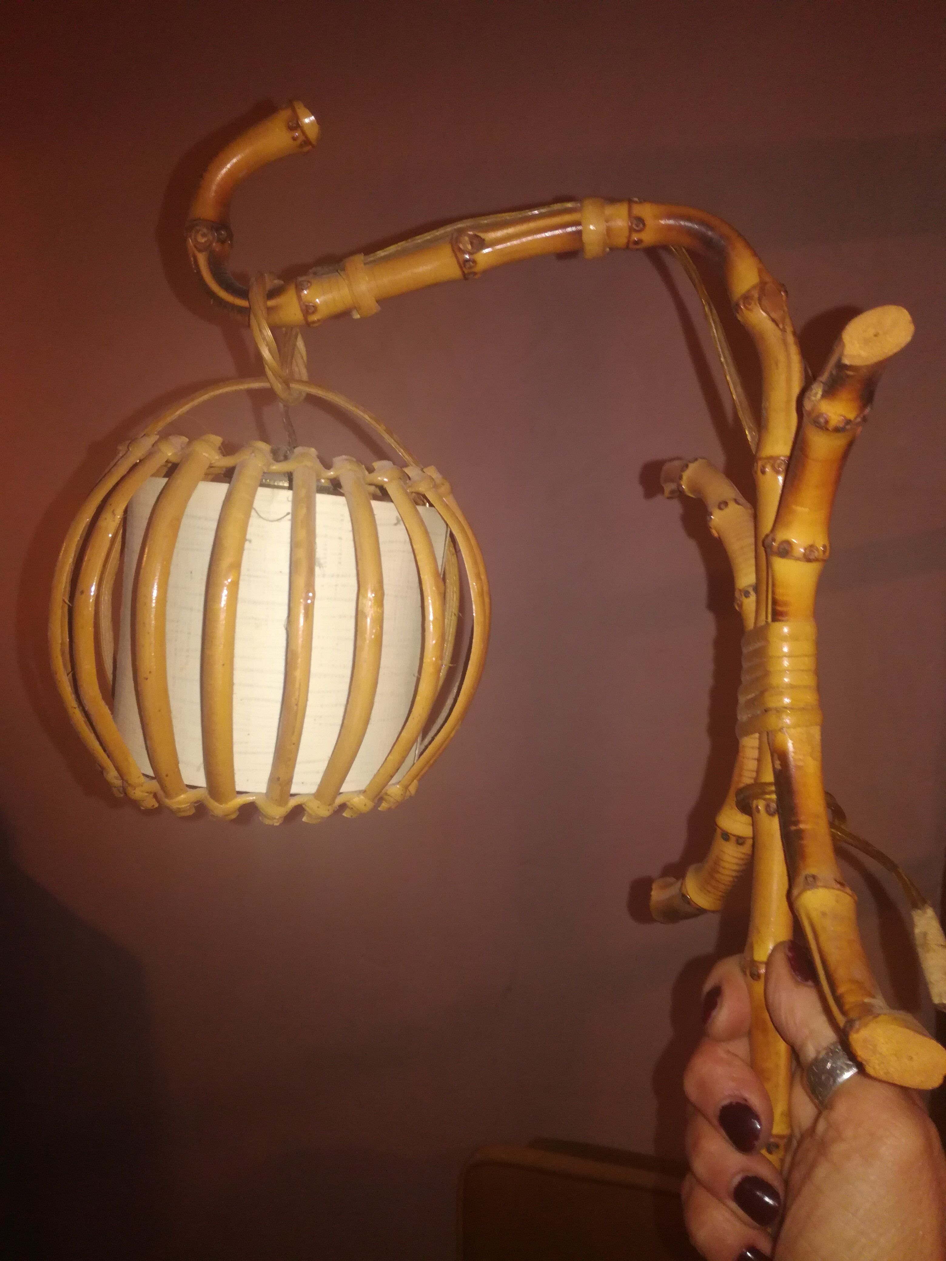 Two rattan wall lamps