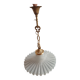 Round pendant light in pleated semi-opaque glass