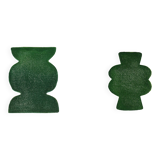 Duo of paintings on paper - pow and mood - dark green - signed eawy