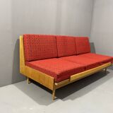 Mid-century folding sofa bed by Drevotvar, 1970s, Czechoslovakia