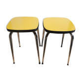 Duo de tabourets formica vintage jaune moutarde