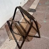 Rattan and Plexiglass magazine rack by Marc Held