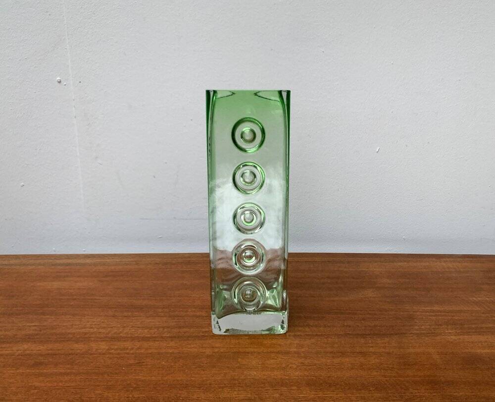 Brutalist glass block vase from the mid-century space age, 1960s