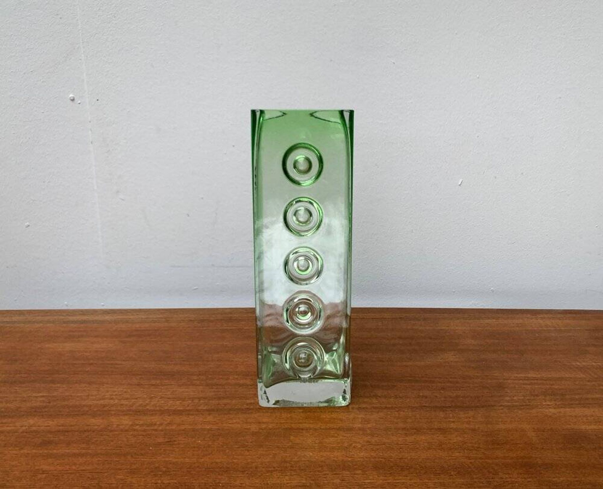 Brutalist glass block vase from the mid-century space age, 1960s