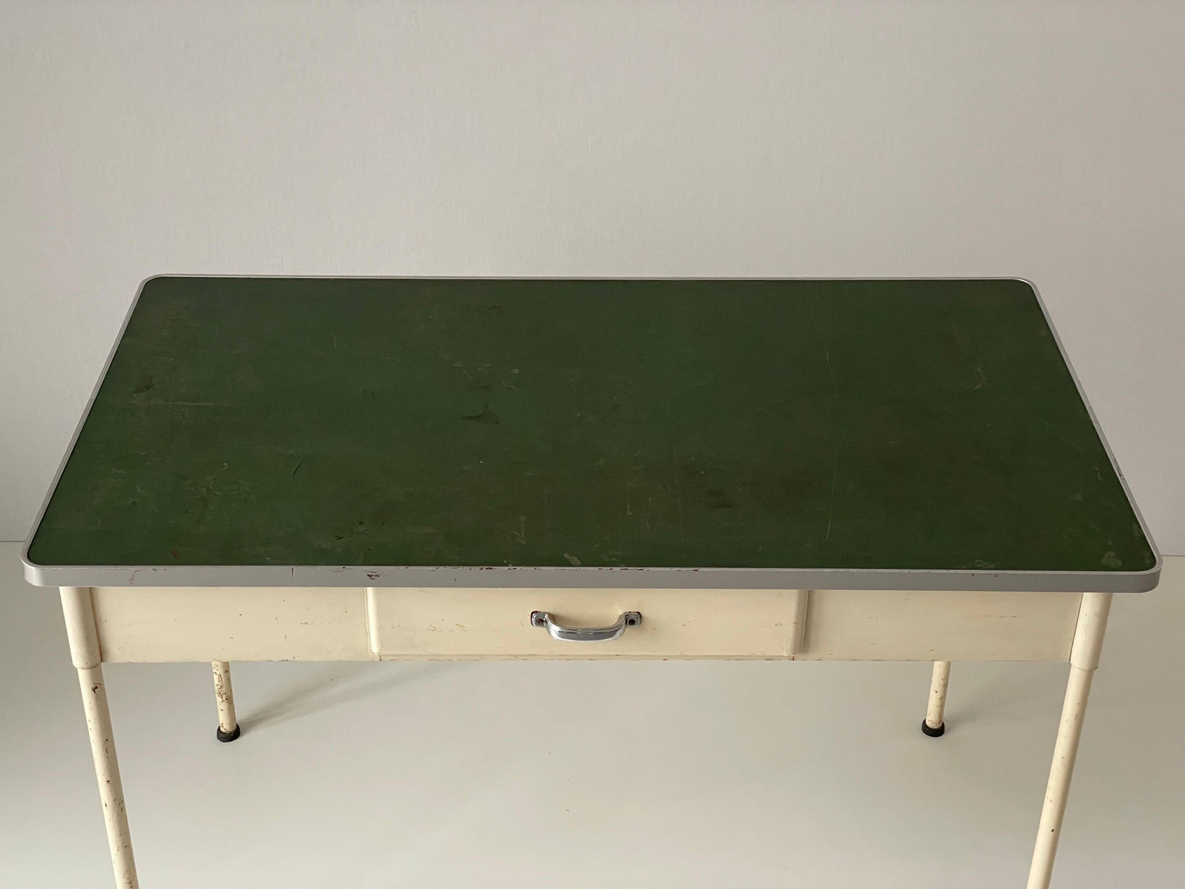 Art Deco industrial hospital doctor's desk with drawer, 1940s, Germany