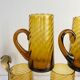 Set of 5 vintage beer glasses in amber twisted glass