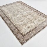 Vintage Brown & Beige Floral Bordered Rug, 184x268Cm