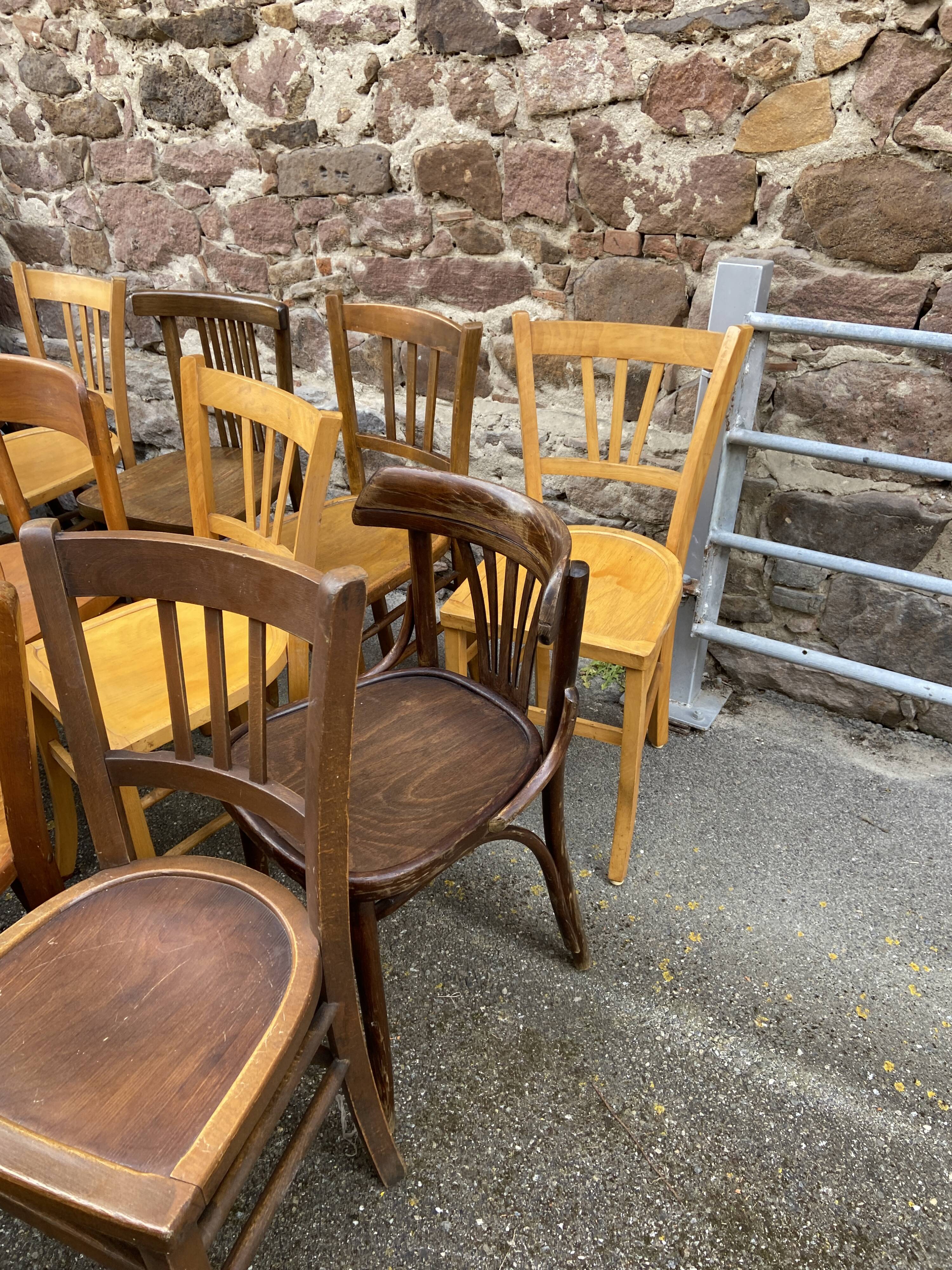 50 mismatched bistro chairs French Restaurant THonet mismatch wood bistro bentwood chairs baumann