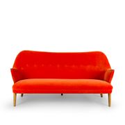 Reupholstered Midcentury Velvet Orange 3-Seat Sofa from CFC Silkeborg, 1960s