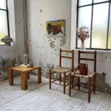 Square pine coffee table from the 70s revival