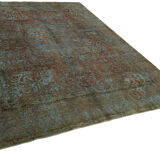 Handmade turkish decorative 1980s 232 cm x 322 cm blue wool carpet