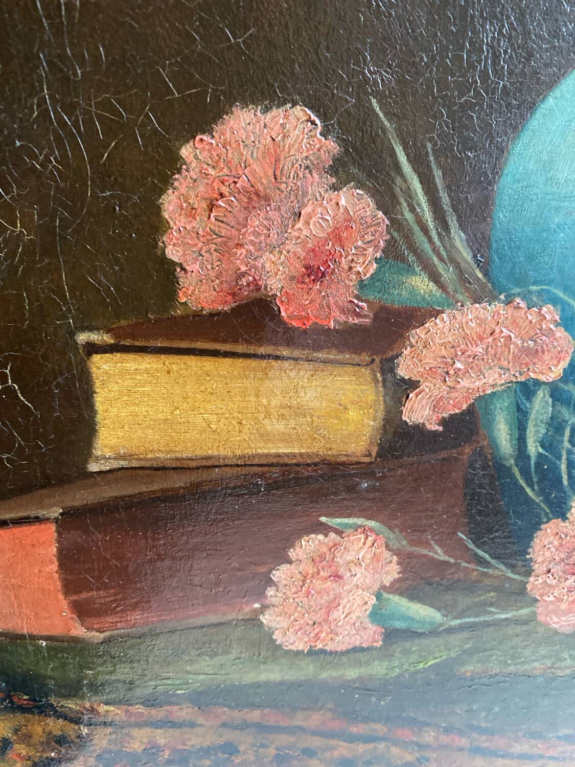 Oil painting still life with flowers