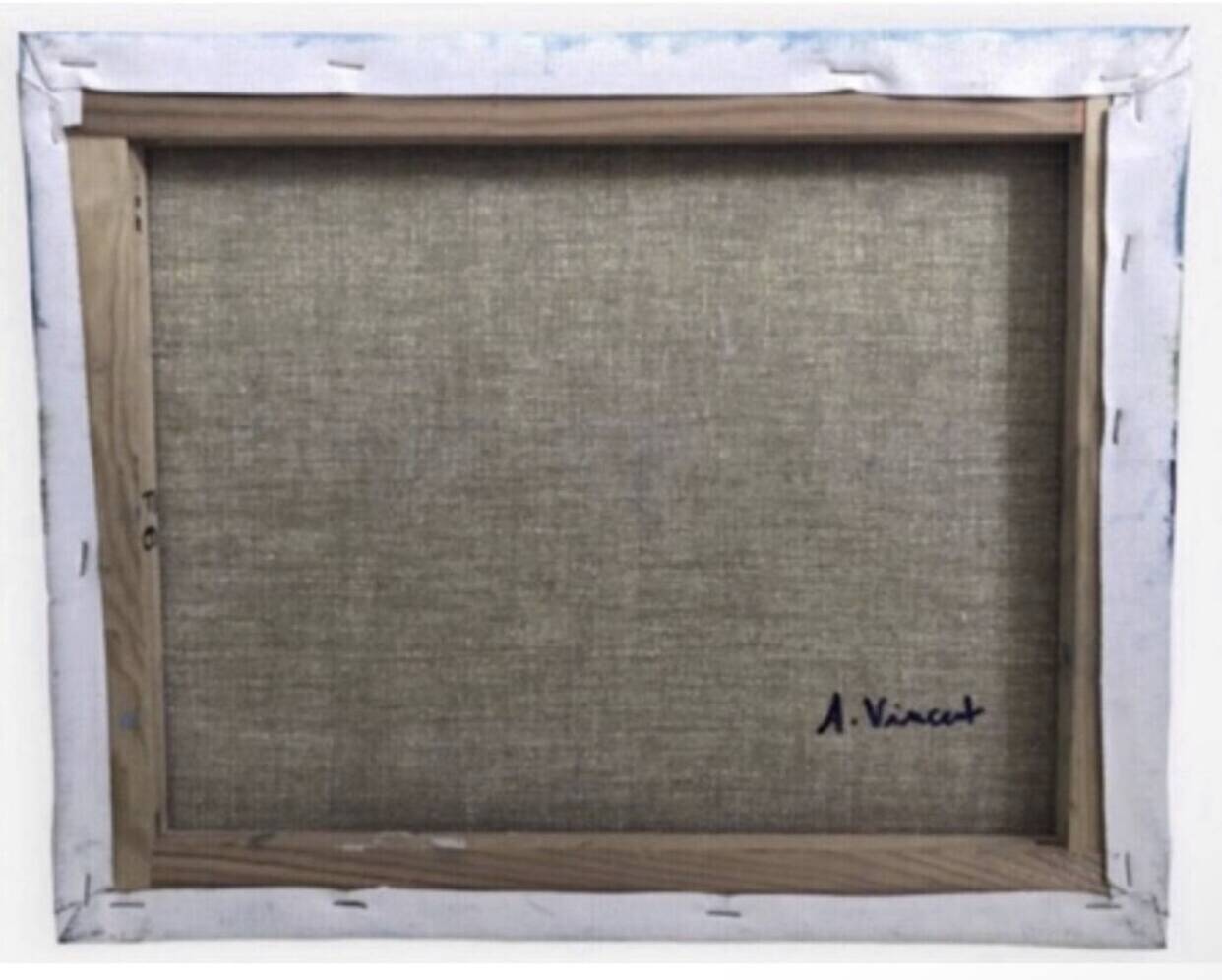 Blue oil painting still life