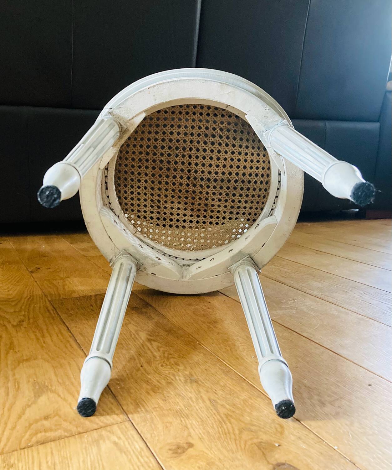 Pair of Louis XVI chairs from the late 19th century with checkerboard caning