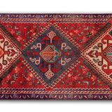 Handwoven geometric vintage runner rug long persian carpet -105x300cm