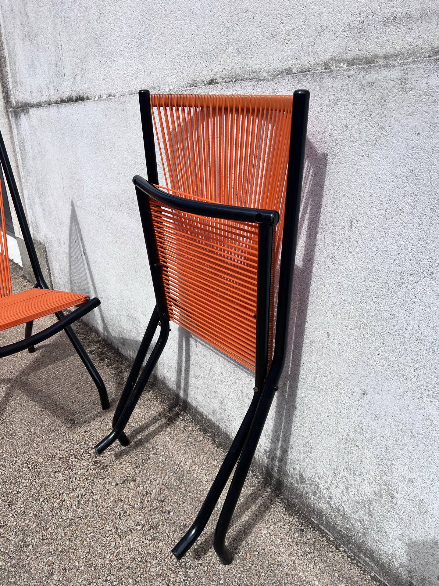 Paire Chaises pliantes scoubidou 1970's